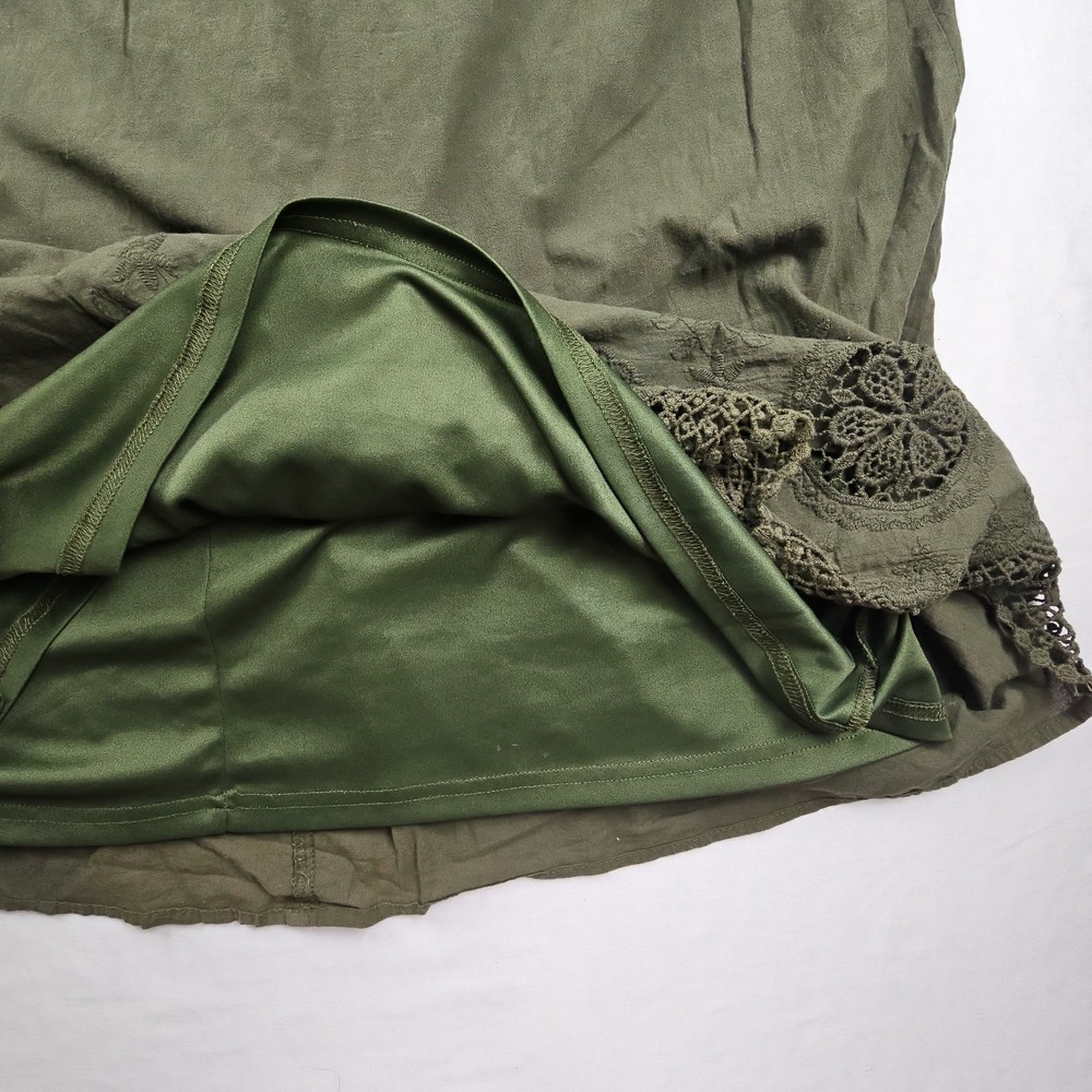 Just Found Women's Size 2X Shift Dress Olive Green Peasant Embroidered  Boho - Picture 6 of 11